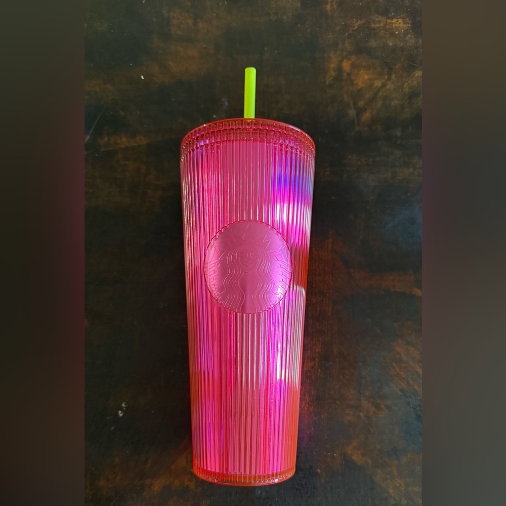 Starbucks Hot Pink Iridescent Ribbed Tumbler